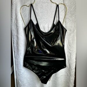 277. ALIX NYC Glossy Black Bodysuit small